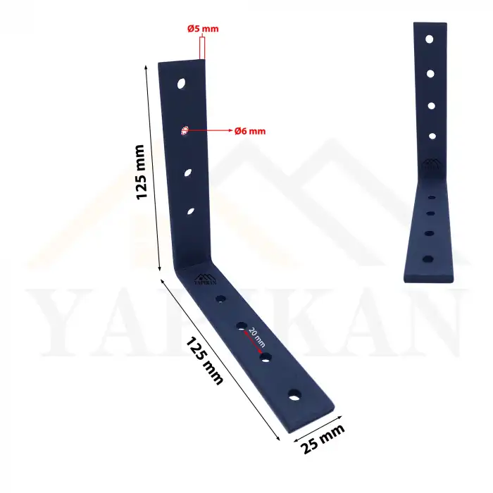 25x125x125mm - Ağır Yük Köşebent Mat Siyah