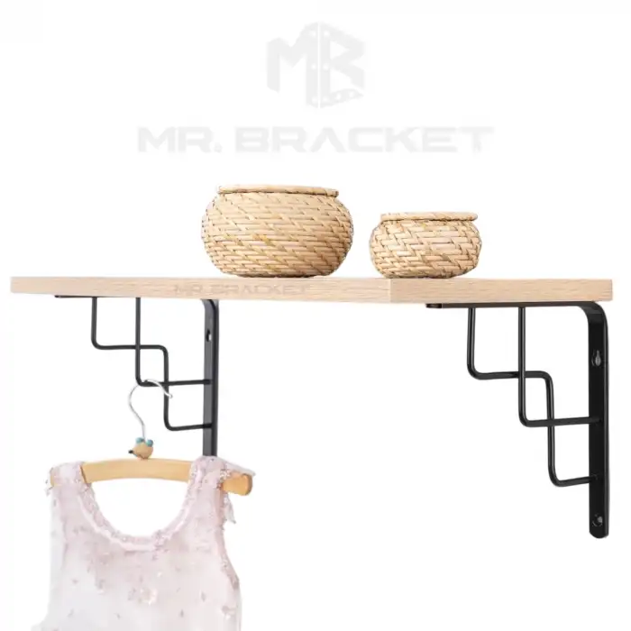 25x25cm - 2 ad. Siyah Dekoratif Raf Altı Ayak - Metal Raf Tutucu L Demir Duvar Montaj Destek Aparatı