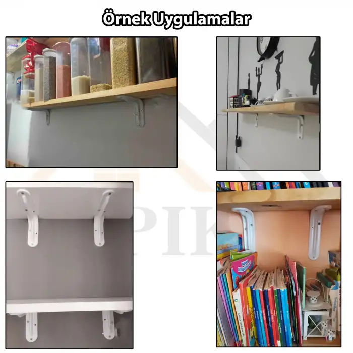 260 x 330 mm - Metal Beyaz Raf Altı Ayak Lüks Tip - Raf Tutucu Duvar Montaj Askı Aparatı - Raf Altı L Demiri Konsol Ayağı