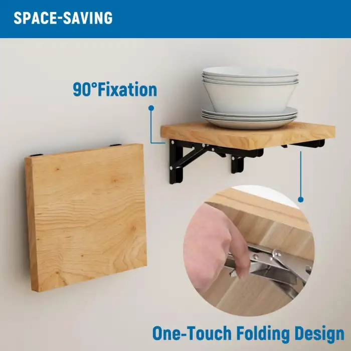 30cm Siyah 1-Takım - Mandallı Katlanabilir Masa Konsolu - Açılır Kapanır Duvara Monte Katlanır L Raf Masa Ayağı