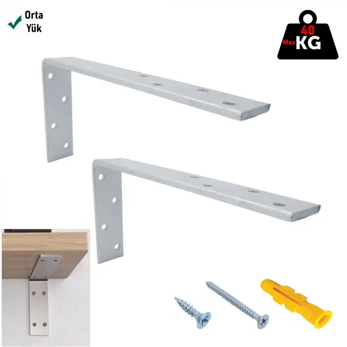 30x100x250mm - Ağır Yük Köşebent - Gümüş