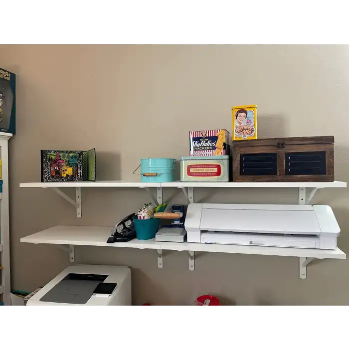 30x200x290mm Dekoratif Ağır Yük Raf Altı L Ayak Beyaz Renk - Duvara Raf Tutucu Montaj Askı Aparatı