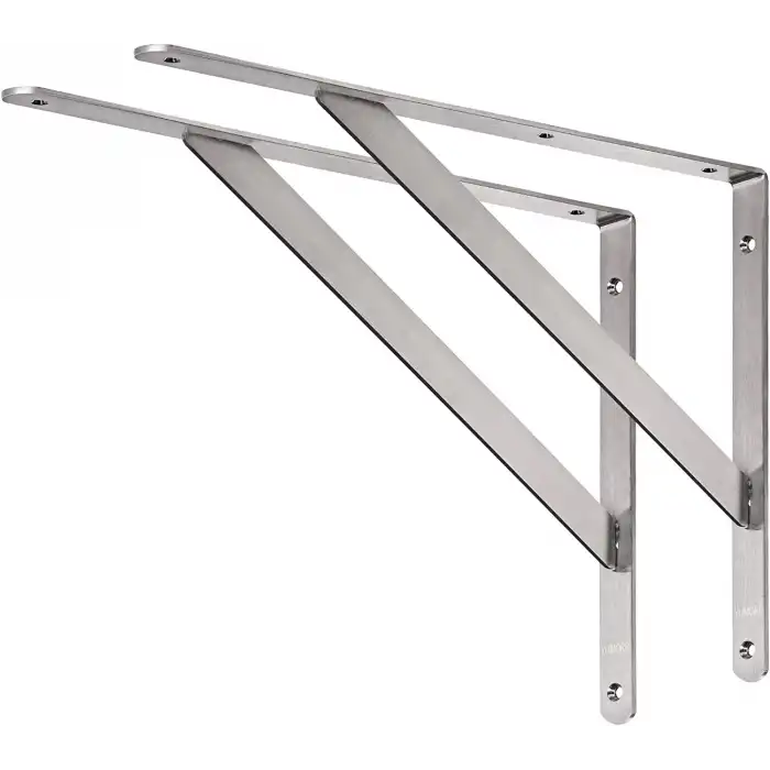 30x220x390mm Dekoratif Ağır Yük Raf Altı L Ayak Gümüş Renk - Duvara Raf Tutucu Montaj Askı Aparatı