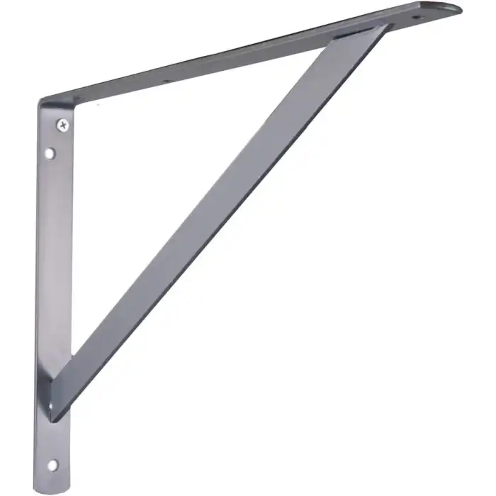 30x220x390mm Dekoratif Ağır Yük Raf Altı L Ayak Gümüş Renk - Duvara Raf Tutucu Montaj Askı Aparatı