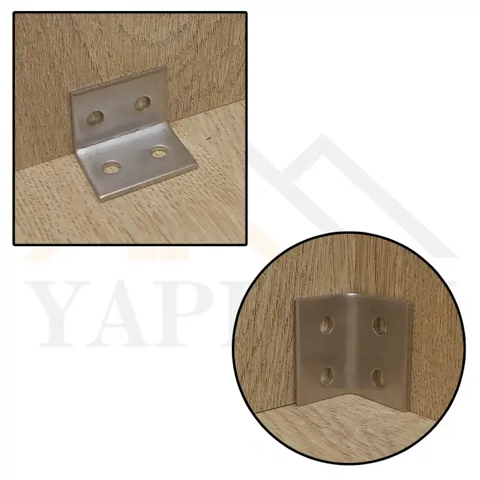 30x20x20mm - Paslanmaz İnox L Demir Gönye Köşebent - Mobilya Dolap Köşe Birleştirme Bağlantı Aparatı