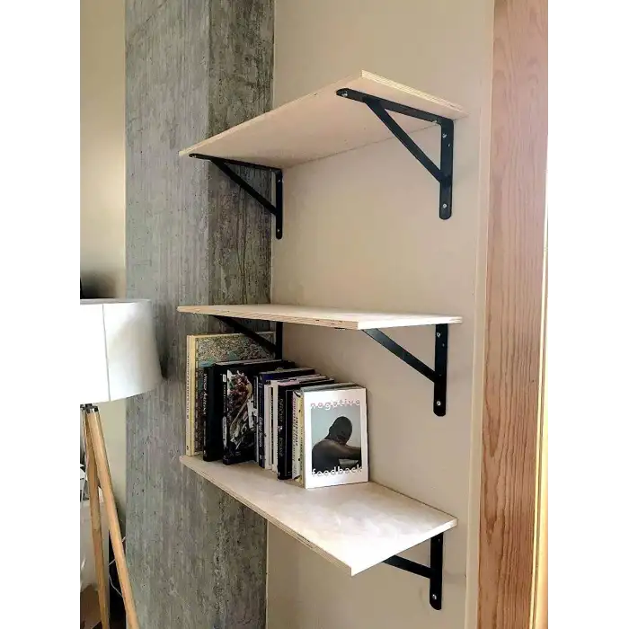 30x330x500mm Dekoratif Ağır Yük Raf Altı L Ayak Siyah Renk - Duvara Raf Tutucu Montaj Askı Aparatı