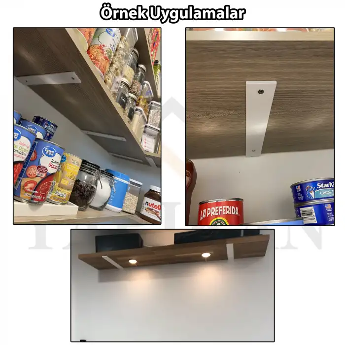 30x50x350mm Ağır Yük Köşebent Beyaz (5mm Kalınlık) - Ağır Yük Raf Destek Aparatı Demiri - Dekoratif Raf Altı L Ayak - Duvara Raf Tutucu Montaj Askı Aparatı