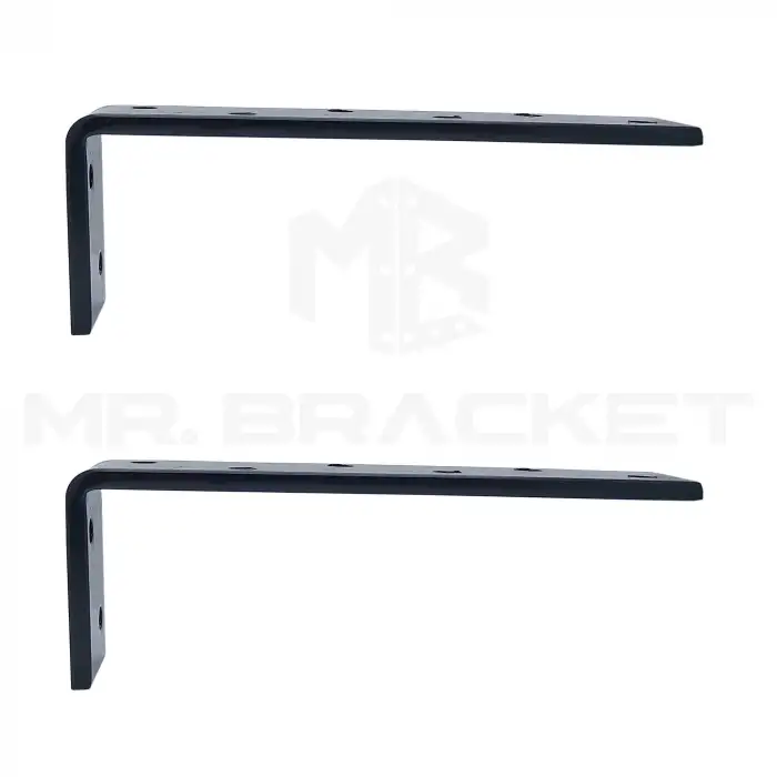 5x15cm - 2 ad. Ağır Yük Köşebent Çelik Siyah - Metal Raf Altı Ayak Tutucu L Demir Destek Aparatı