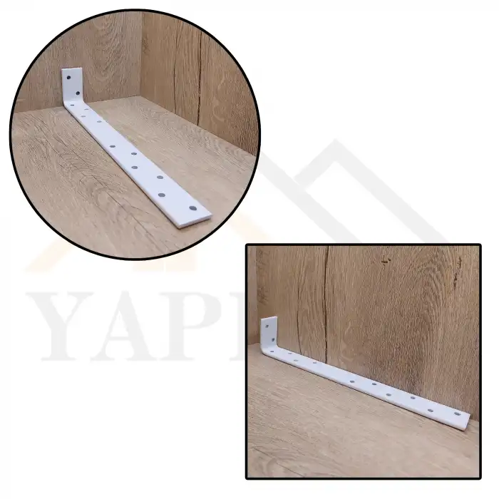30x50x300mm Ağır Yük Köşebent Beyaz (5mm Kalınlık) - Ağır Yük Raf Destek Aparatı Demiri - Dekoratif Raf Altı L Ayak - Duvara Raf Tutucu Montaj Askı Aparatı
