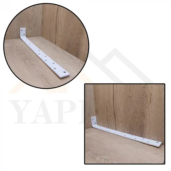 30x50x350mm Ağır Yük Köşebent Beyaz (5mm Kalınlık) - Ağır Yük Raf Destek Aparatı Demiri - Dekoratif Raf Altı L Ayak - Duvara Raf Tutucu Montaj Askı Aparatı