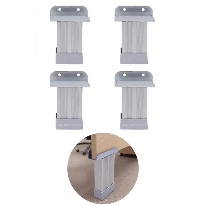 4 ad. 18mm Sunta Mdf Geçme U Alüminyum Ayak 8cm - Ayarlı Suntaya Geçme Mobilya Dolap Baza Masa Ayağı