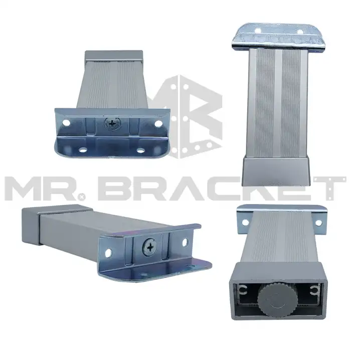 4 ad. 18mm Sunta Mdf Geçme U Alüminyum Ayak 8cm - Ayarlı Suntaya Geçme Mobilya Dolap Baza Masa Ayağı