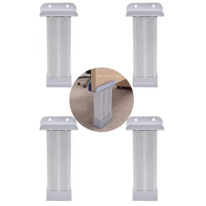 4 ad. 18mm Sunta Mdf Geçme U Alüminyum Ayak 15cm- Ayarlı Suntaya Geçme Mobilya Dolap Baza Masa Ayağı