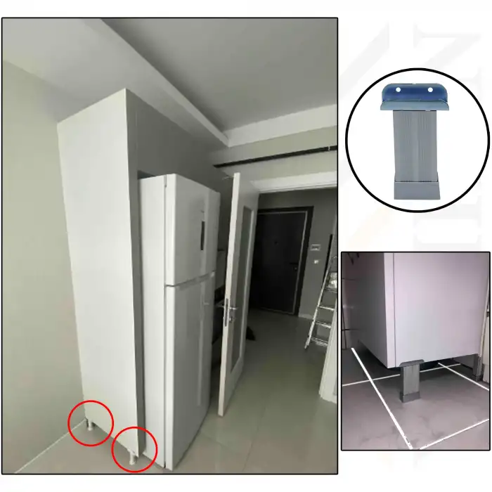 4lü 18mm Sunta Mdf Geçme U Alüminyum Ayak 15cm - Ayarlı Suntaya Geçme Mobilya Dolap Baza Masa Ayağı