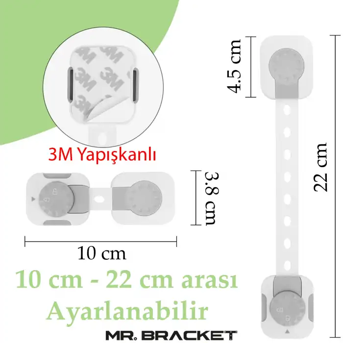 4lü Aç Kapa Kilitli Ayarlanabilir 3M Yapışkanlı Bebek Çocuk Buzdolabı Klozet Çekmece Dolap Kilidi