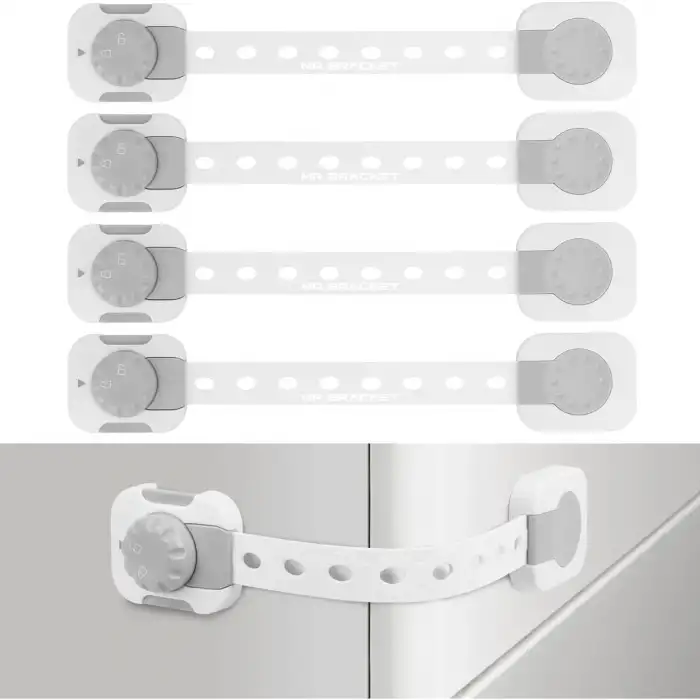 4lü Aç Kapa Kilitli Ayarlanabilir 3M Yapışkanlı Bebek Çocuk Buzdolabı Klozet Çekmece Dolap Kilidi