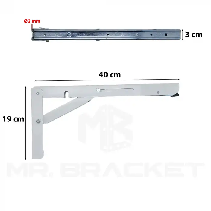 40cm Beyaz 1-Takım - Mandallı Katlanabilir Masa Konsolu - Açılır Kapanır Duvara Monte Katlanır L Raf Masa Ayağı