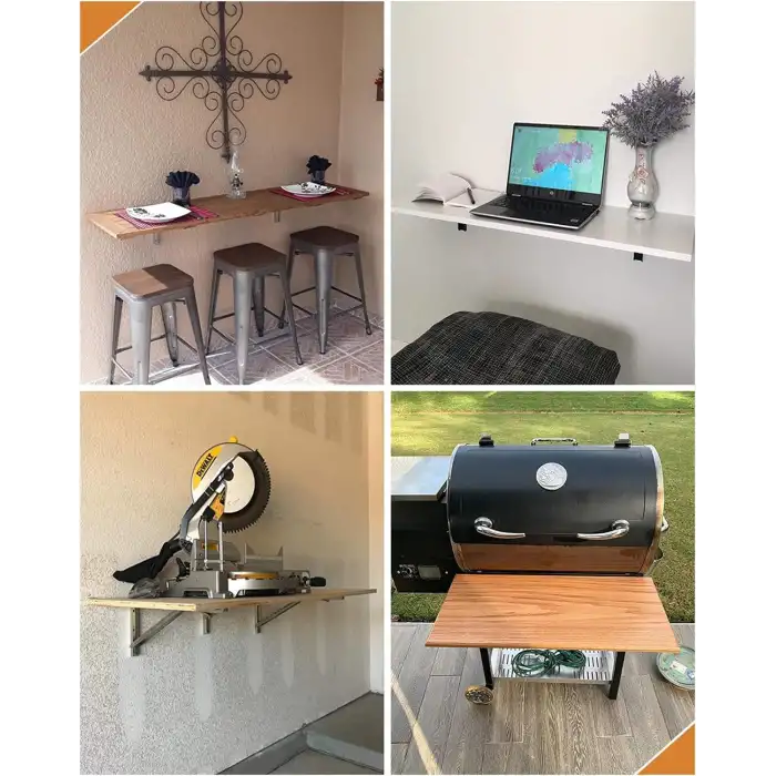 40cm Beyaz 1-Takım - Mandallı Katlanabilir Masa Konsolu - Açılır Kapanır Duvara Monte Katlanır L Raf Masa Ayağı