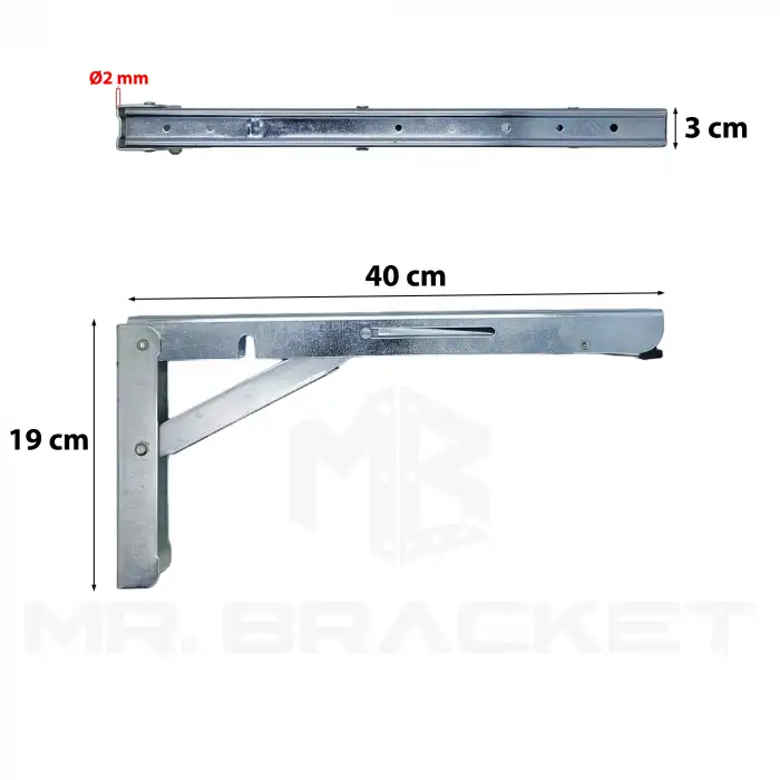 40cm Çinko 1-Takım - Mandallı Katlanabilir Masa Konsolu - Açılır Kapanır Duvara Monte Katlanır L Raf Masa Ayağı