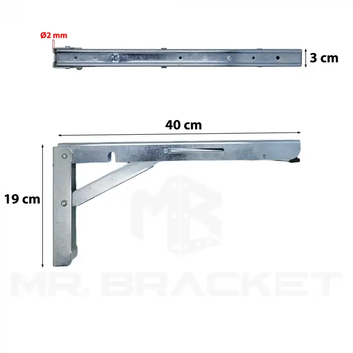 40cm Çinko 1-Takım - Mandallı Katlanabilir Masa Konsolu - Açılır Kapanır Duvara Monte Katlanır L Raf Masa Ayağı