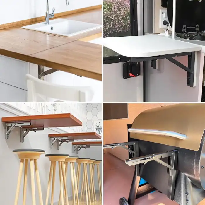 40cm Çinko 1-Takım - Kademeli Mandallı Katlanabilir Masa Konsolu - Duvara Monte Katlanır L Raf Ayağı