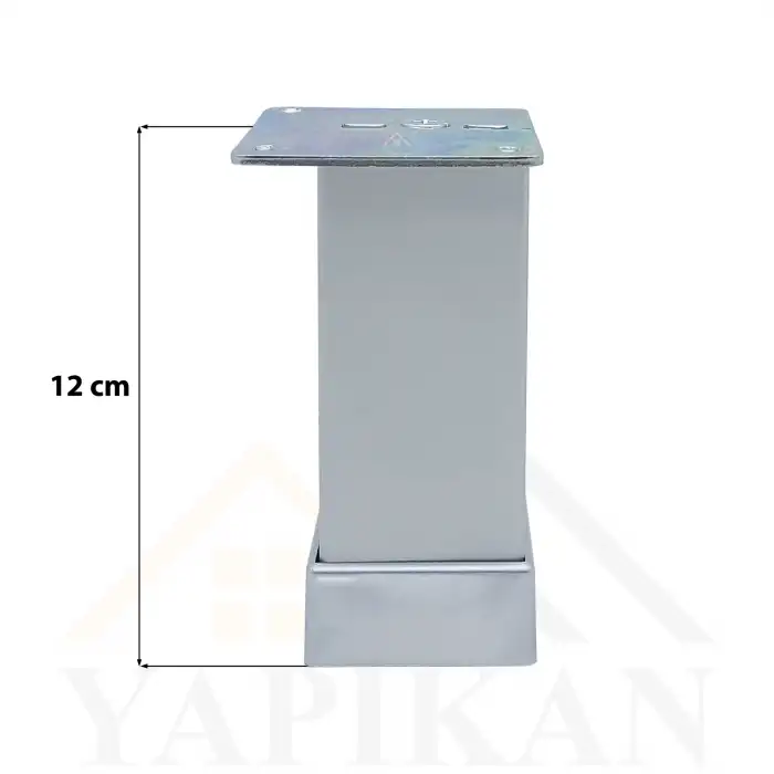 40x40 Alüminyum Düz Kare Ayak 12 cm - Dekoratif Mobilya Ayağı - Ayarlı Baza Koltuk Çekyat Kanepe Ayak