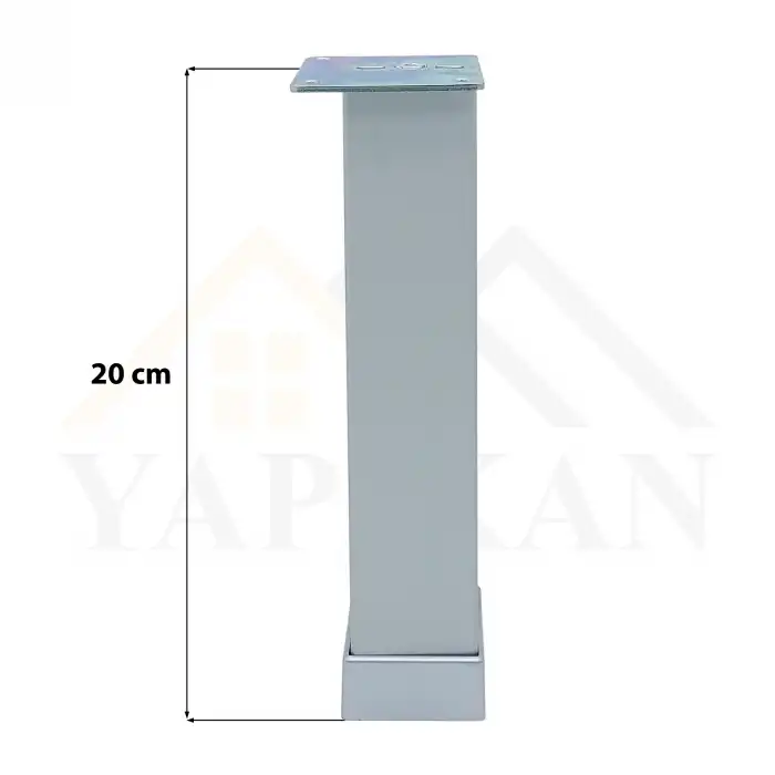 40x40 Alüminyum Düz Kare Ayak 20 cm - Dekoratif Mobilya Ayağı - Ayarlı Baza Koltuk Çekyat Kanepe Ayak