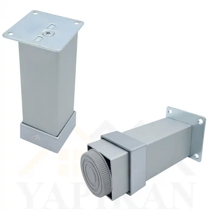 40x40 Alüminyum Düz Kare Ayak 20 cm - Dekoratif Mobilya Ayağı - Ayarlı Baza Koltuk Çekyat Kanepe Ayak