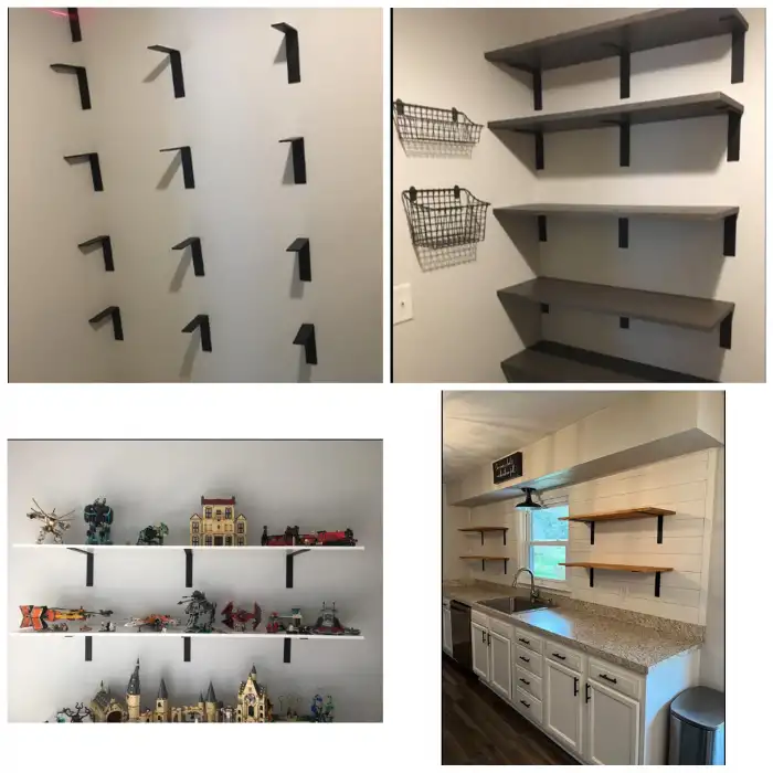 5x10cm - 2 ad. Ağır Yük Köşebent Çelik Siyah - Metal Raf Altı Ayak Tutucu L Demir Destek Aparatı