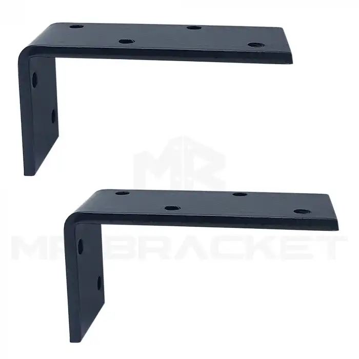 5x10cm - 2 ad. Ağır Yük Köşebent Çelik Siyah - Metal Raf Altı Ayak Tutucu L Demir Destek Aparatı