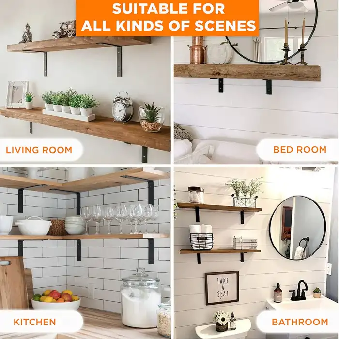 5x10cm - 2 ad. Ağır Yük Köşebent Çelik Siyah - Metal Raf Altı Ayak Tutucu L Demir Destek Aparatı