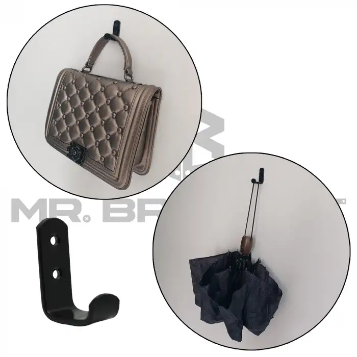 5 ad. Dekoratif Çelik Texture Mat Siyah Portmanto Askısı 30mm - Dolap Vestiyer Duvar Elbise Askılığı