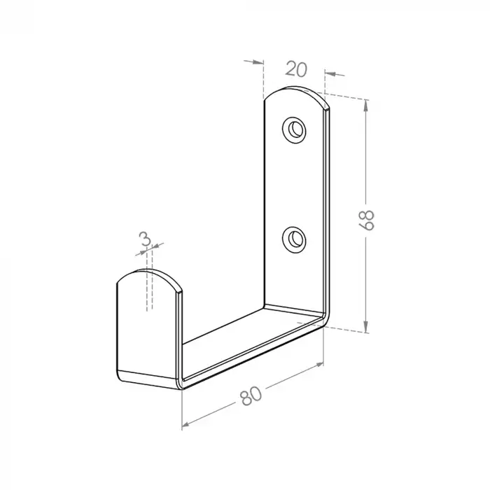 5 ad. Gümüş Çelik Geniş Duvara Monte Askı 80mm - Metal Portmanto Vestiyer Askısı Eşya Asma Aparatı