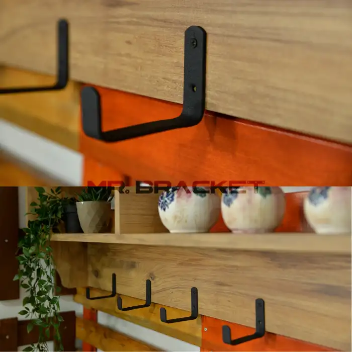 5 ad. Texture Mat Siyah Çelik Uzun Duvar Askılığı 80mm - Portmanto Vestiyer Askısı Eşya Asma Aparatı