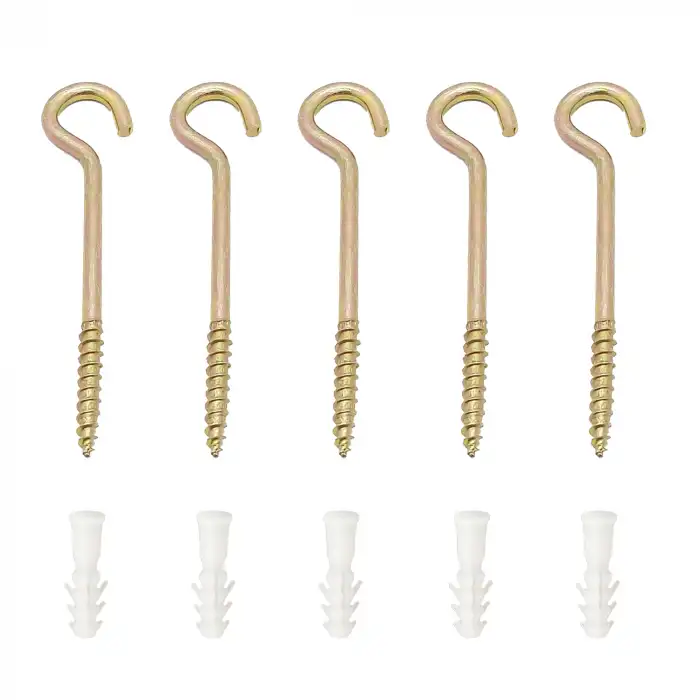 5 ad. Uzun Açık Piton Kanca 19x120 - Tavana Duy Avize Asma Kancası Demir - Asma Tavana Askı Aparatı