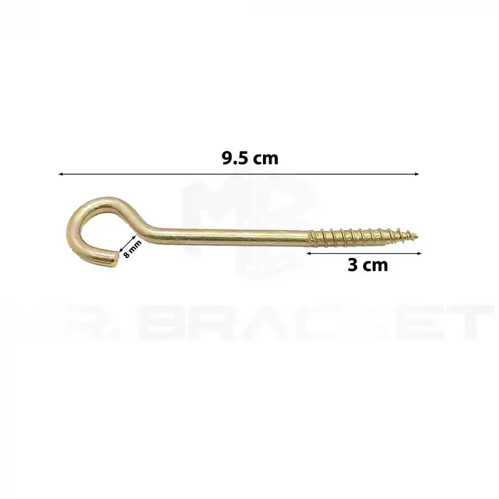 5 ad. Uzun Açık Piton Kanca 19x120 - Tavana Duy Avize Asma Kancası Demir - Asma Tavana Askı Aparatı