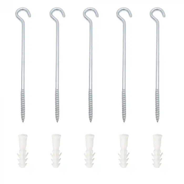 5 ad. Uzun Açık Piton Kanca 22x200 - Tavana Duy Avize Asma Kancası Demir - Asma Tavana Askı Aparatı