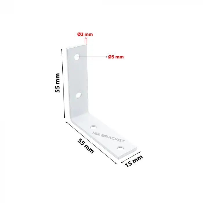 5.5 x 5.5 cm - 4 ad. Beyaz L Demir Gönye Köşebent - Mobilya Dolap Köşe Birleştirme Bağlantı Aparatı
