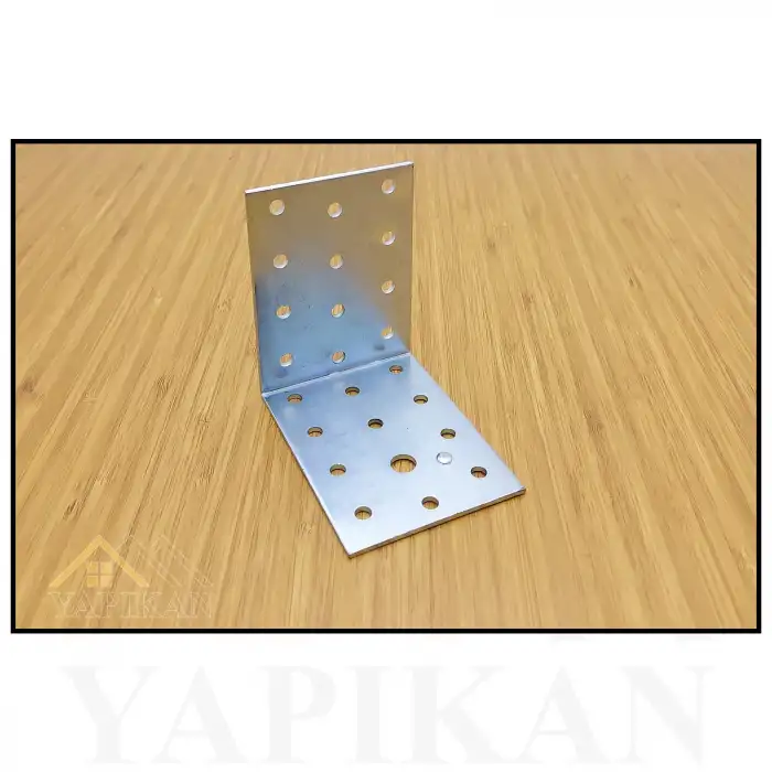 60x80x80mm - Geniş L Demir Gönye Köşebent - Mobilya Dolap Raf Masa Köşe Bağlantı Aparatı - (Kod_652)