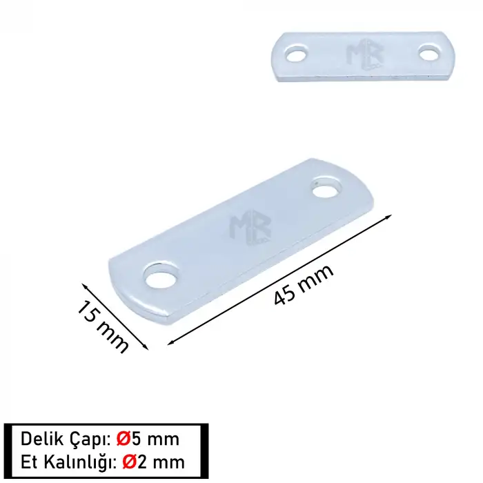 Mr. Bracket 10 ad. Düz Gönye Bağlantı Demiri 15x45mm - Eşya Dolap Sabitleme Köşe Birleştirme Aparatı
