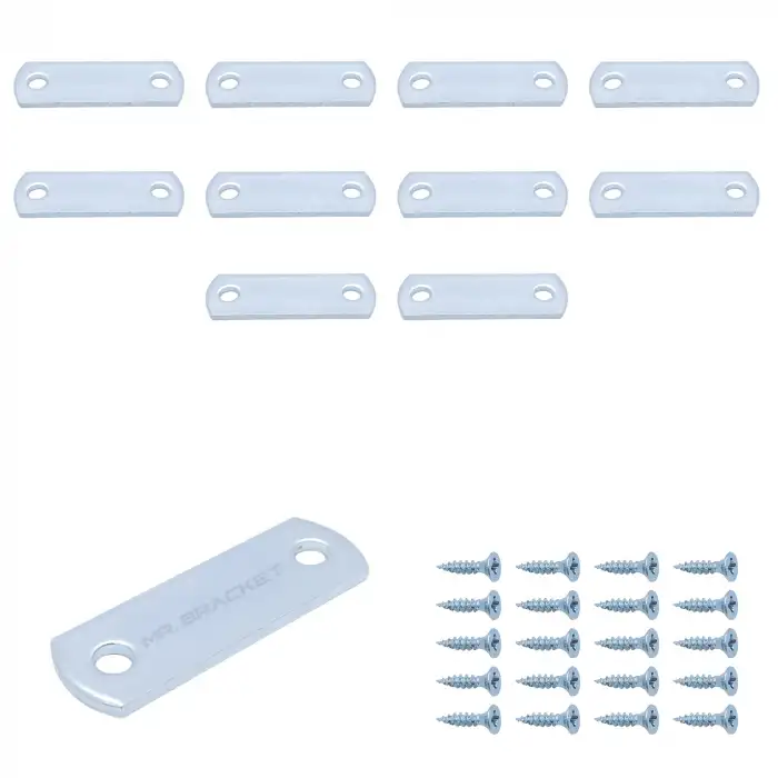 Mr. Bracket 10 ad. Düz Gönye Bağlantı Demiri 15x45mm - Eşya Dolap Sabitleme Köşe Birleştirme Aparatı