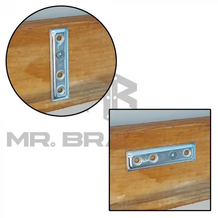 Mr. Bracket 25 ad. Düz Gönye Bağlantı Demiri 16x60mm - Mobilya Dolap Raf Köşe Birleştirme Aparatı