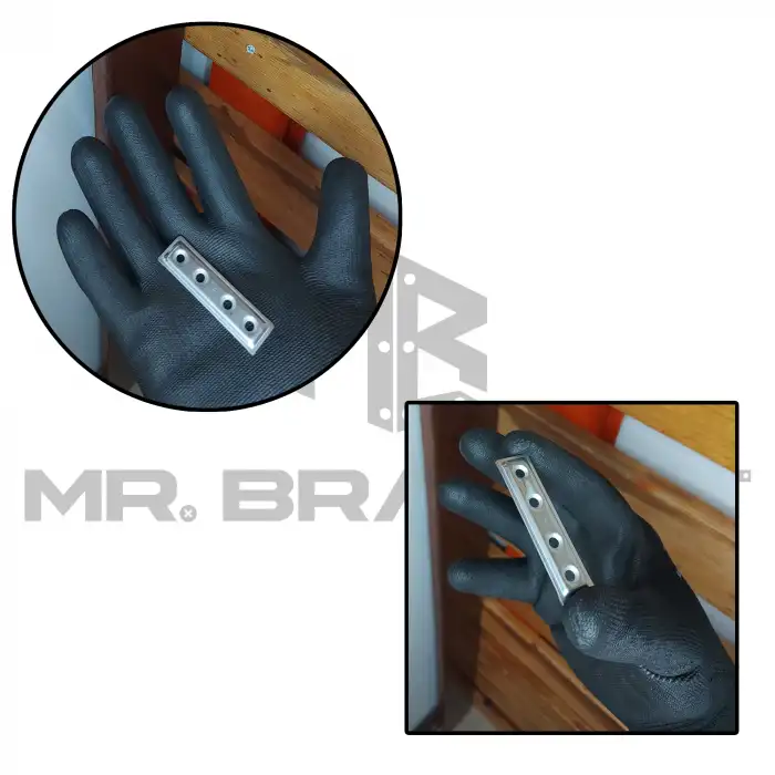 Mr. Bracket 25 ad. Düz Gönye Bağlantı Demiri 16x60mm - Mobilya Dolap Raf Köşe Birleştirme Aparatı