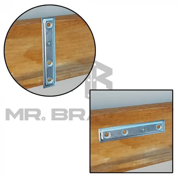 Mr. Bracket 25 ad. Düz Gönye Bağlantı Demiri 16x80mm - Mobilya Dolap Raf Köşe Birleştirme Aparatı