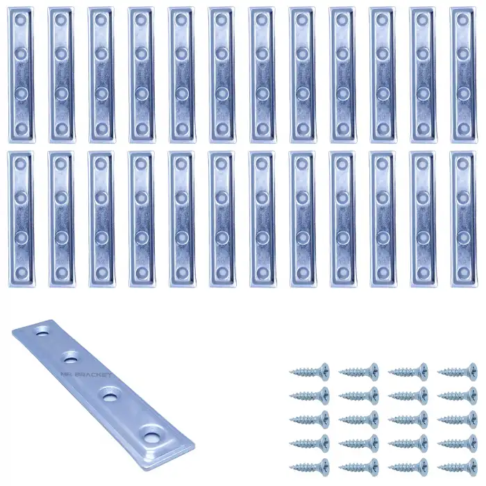 Mr. Bracket 25 ad. Düz Gönye Bağlantı Demiri 16x80mm - Mobilya Dolap Raf Köşe Birleştirme Aparatı