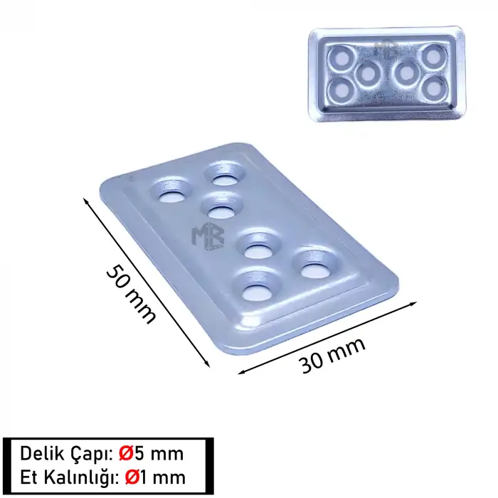 Mr. Bracket 25 ad. Düz Gönye Bağlantı Demiri 30x50mm - Mobilya Dolap Raf Köşe Birleştirme Aparatı
