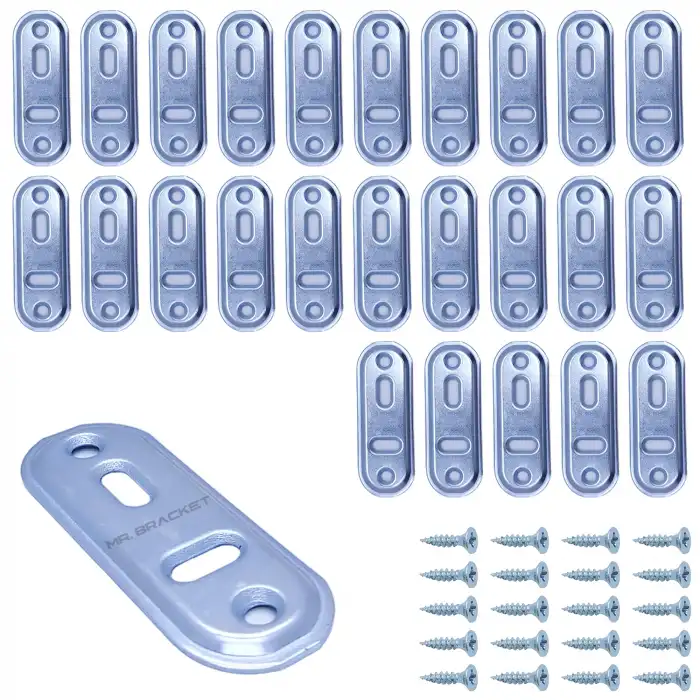 Mr. Bracket 25 ad. Düz Gönye Bağlantı Demiri 22x60mm - Mobilya Dolap Raf Köşe Birleştirme Aparatı