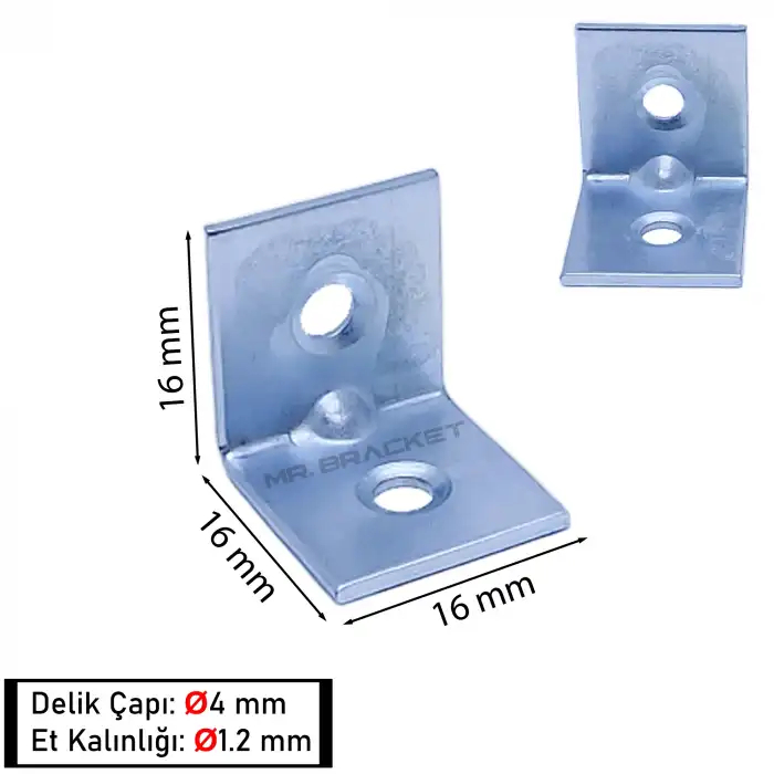 Toptan 500 ad. - 16x16x16mm L Demir Gönye Köşebent - Mobilya Dolap Köşe Birleştirme Bağlantı Aparatı