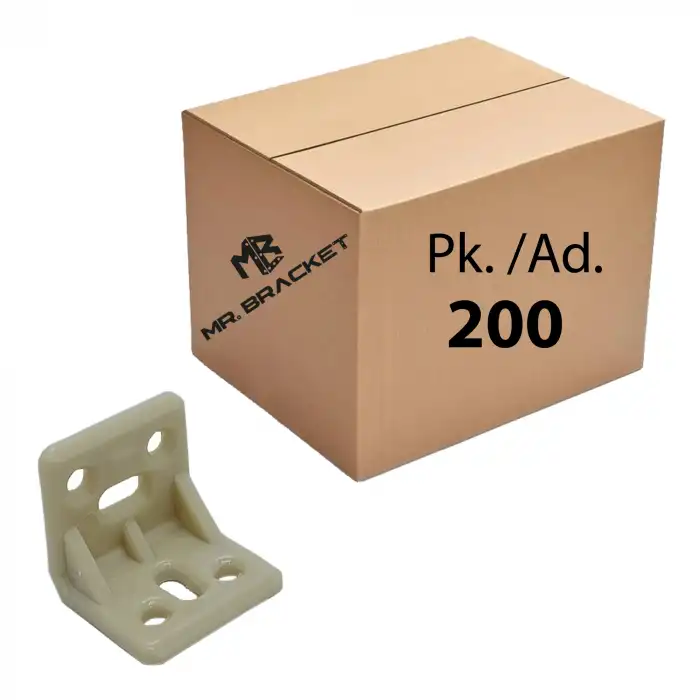 Toptan 200 ad. - 30x25x25mm Plastik L Gönye Köşebent Krem - Köşe Birleştirme Bağlantı Aparatı