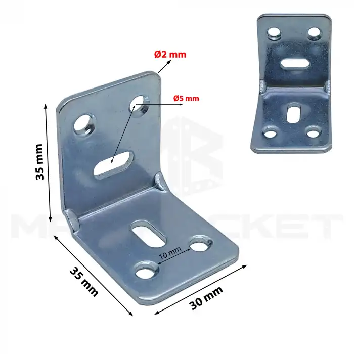 Toptan 150 ad. - 30x35x35mm L Demir Gönye Köşebent - Mobilya Dolap Köşe Birleştirme Bağlantı Aparatı
